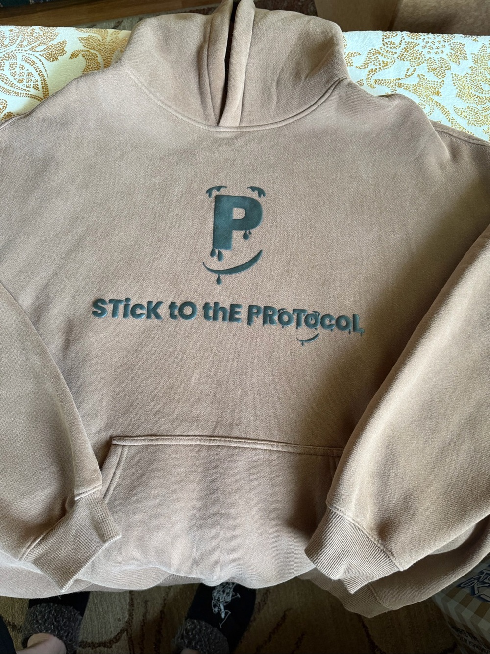 Stick to the Protocol Men's Brown Hoodie by The Protocol. Size Large.